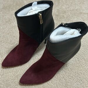 Charles by Charles David - black and maroon suede/leather booties - size 9.